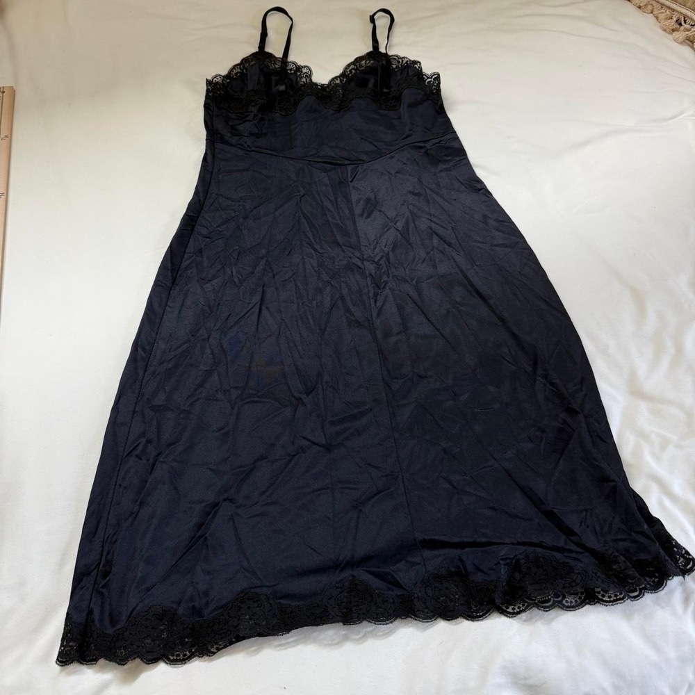 90s French Maid size 40 black lace trim slip dress - Picture 7 of 7